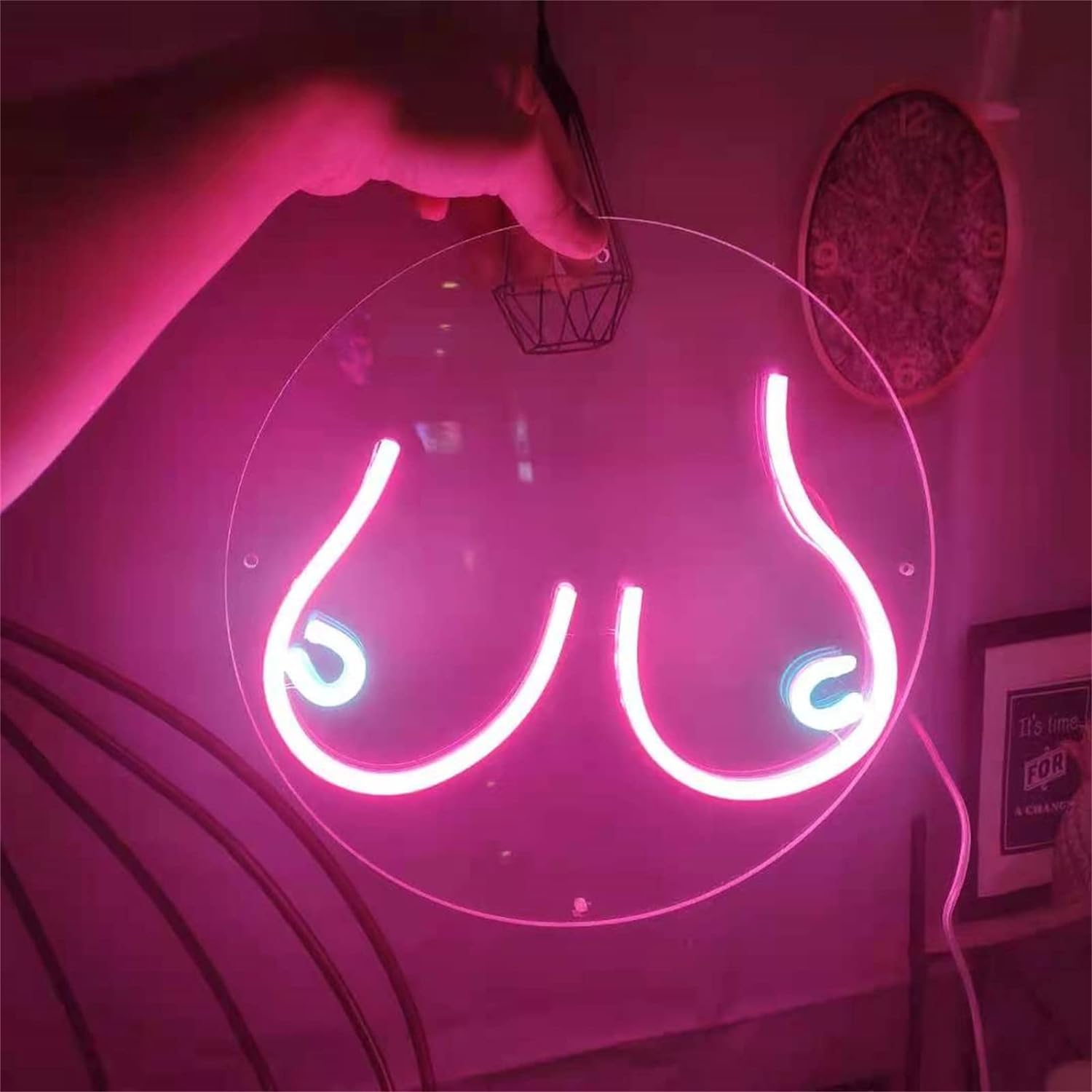 Insegna al neon a LED Insegne al neon in acrilico a LED, Rosa Sexy Beauty Busto Lady Body Art Insegna Luci Camera da letto Appeso a parete Lampada murale Bar Party Club Decor, 30x30 cm