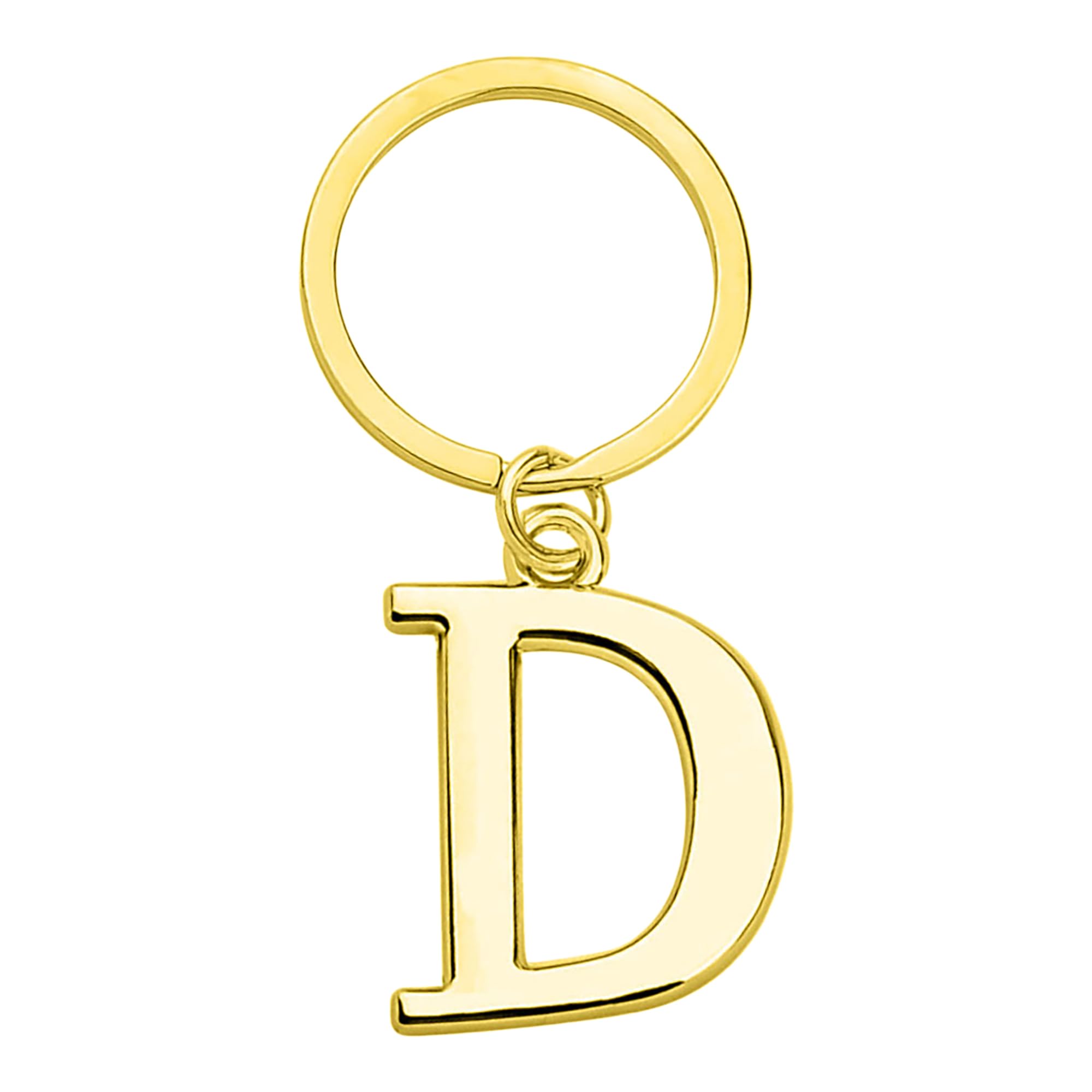 Rohans Keyring Letter - Initial Alphabet Key Ring Charm Silver and Gold (Gold, D)