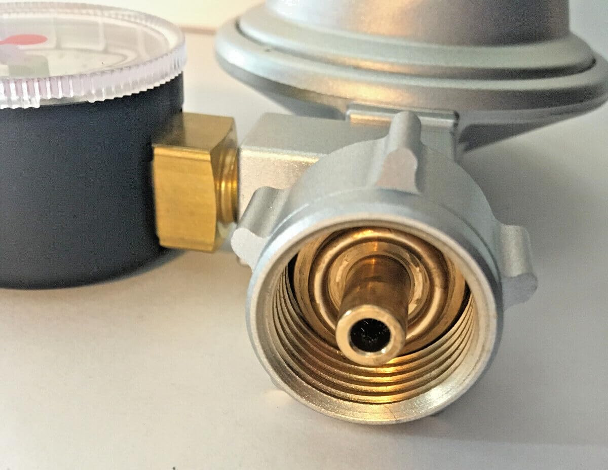 Druckminderer Druckregler 30 mbar mit Manometer 0,8 kg/h für Caravan Wohnmobil Wohnwagen mit Manometer PS 16 bar 2026