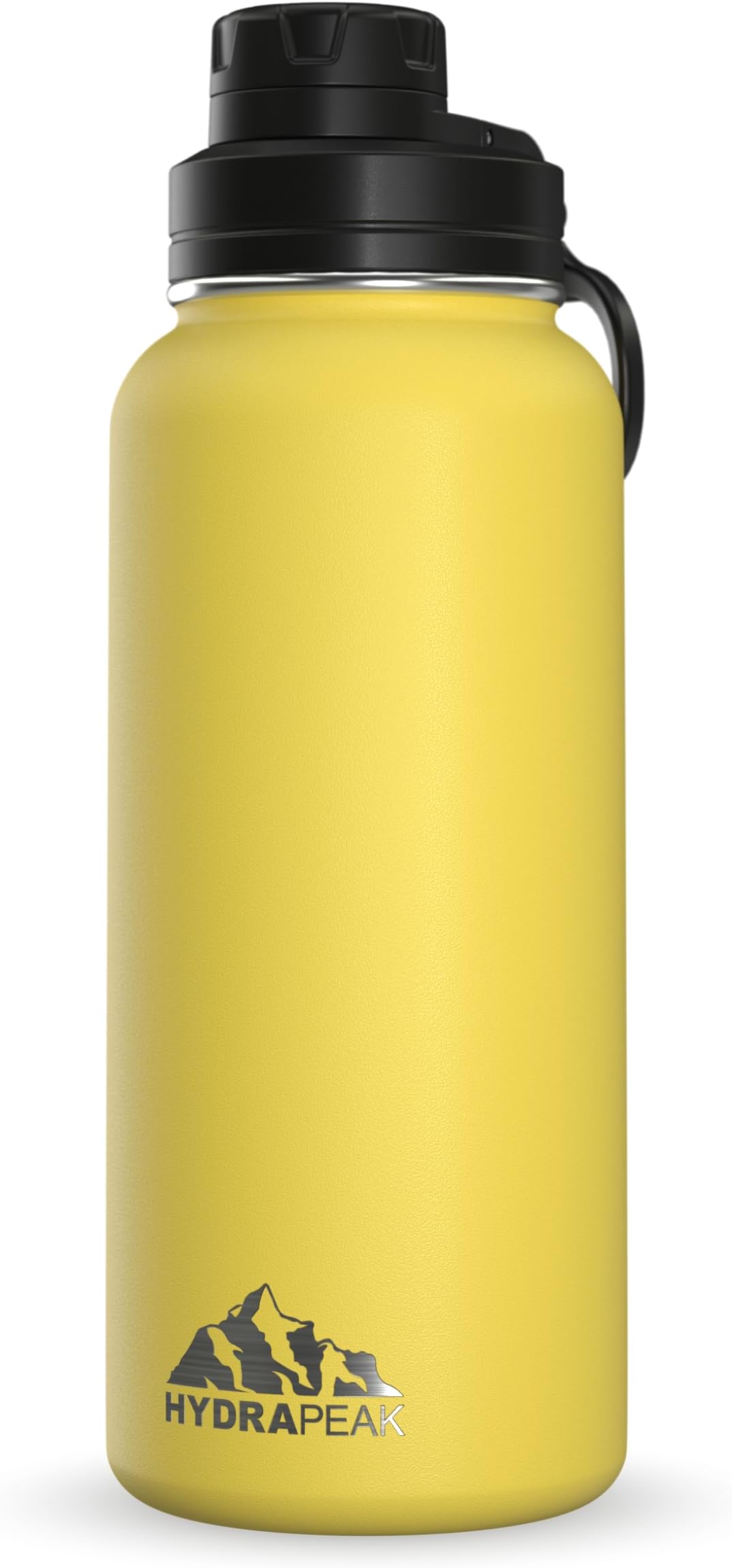 Hydrapeak 32oz Insulated Water Bottle with Chug Lid, Thermal 32 Oz, Metal, Leak Proof Stainless Steel with Handle (Lemon)