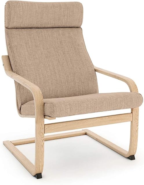 Vinylla Armchair Replacement Cover Compatible with Ikea Poang (Cushion Design 3, Polyester - Light Khaki)
