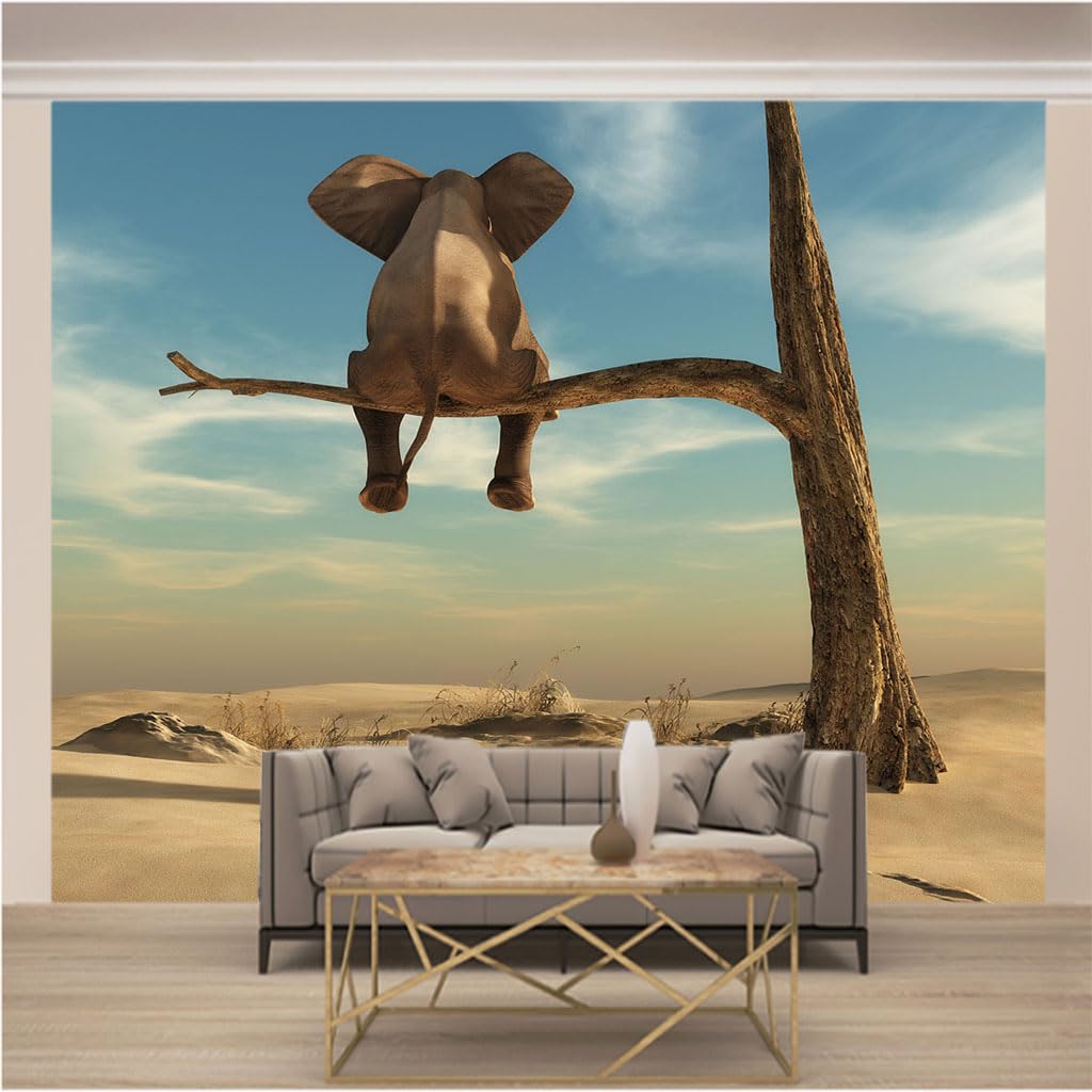 Papier peint panoramique 3D éléphanteau pour créer un cocon moderne dans la chambre enfant