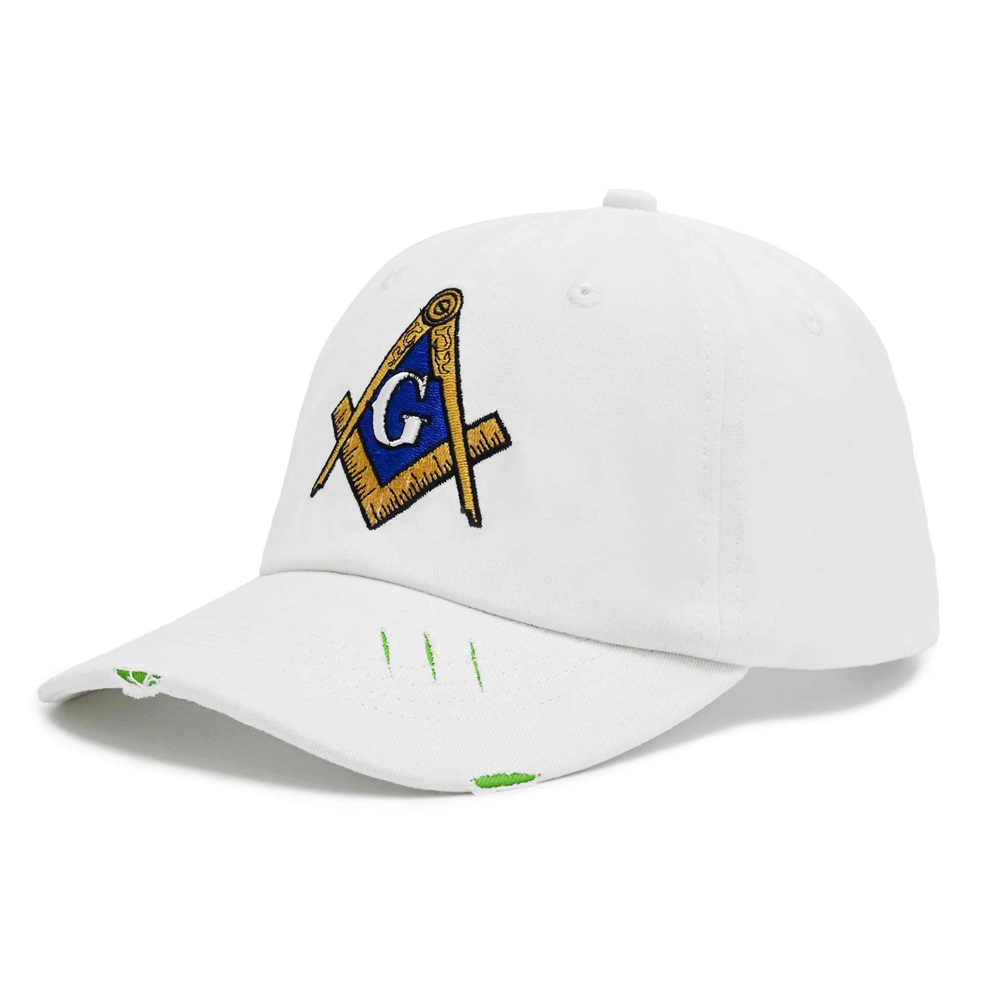 Embroidered Freemason Baseball Cap for Men and Women, 100% Cotton Adjustable Thickened Masonic Mason Classic Hat, White, One size