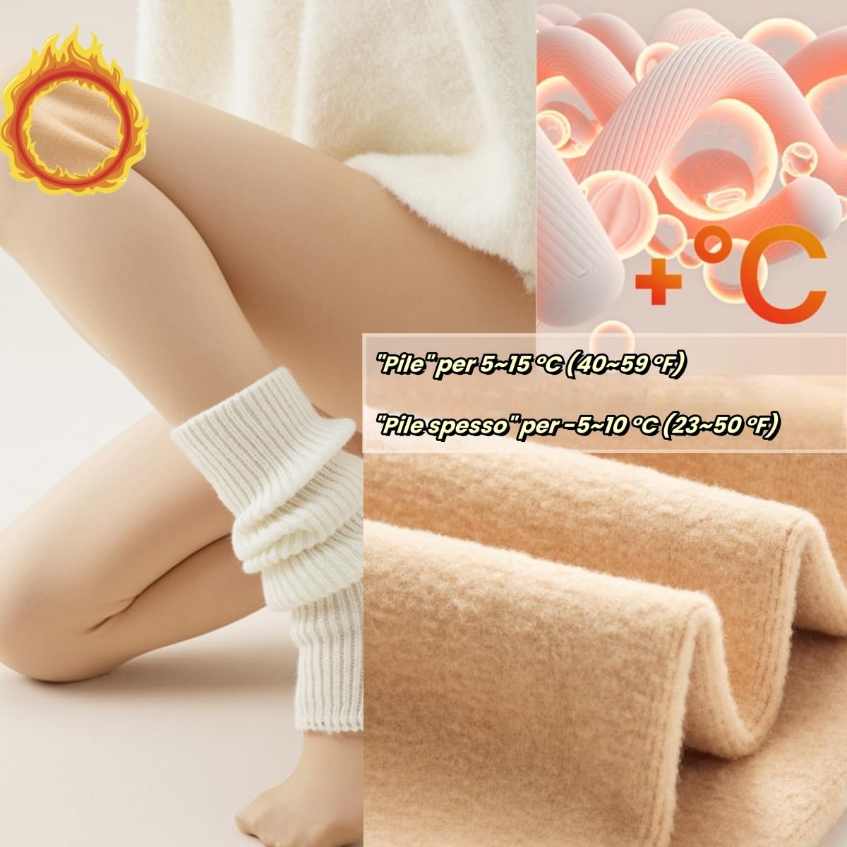 Arkim Collant Termici Donna S/M/L (Linea di cucitura del cavallo) Calze Termiche Donna invernali, collant felpati donna effetto velato trasparente collant foderati in pile