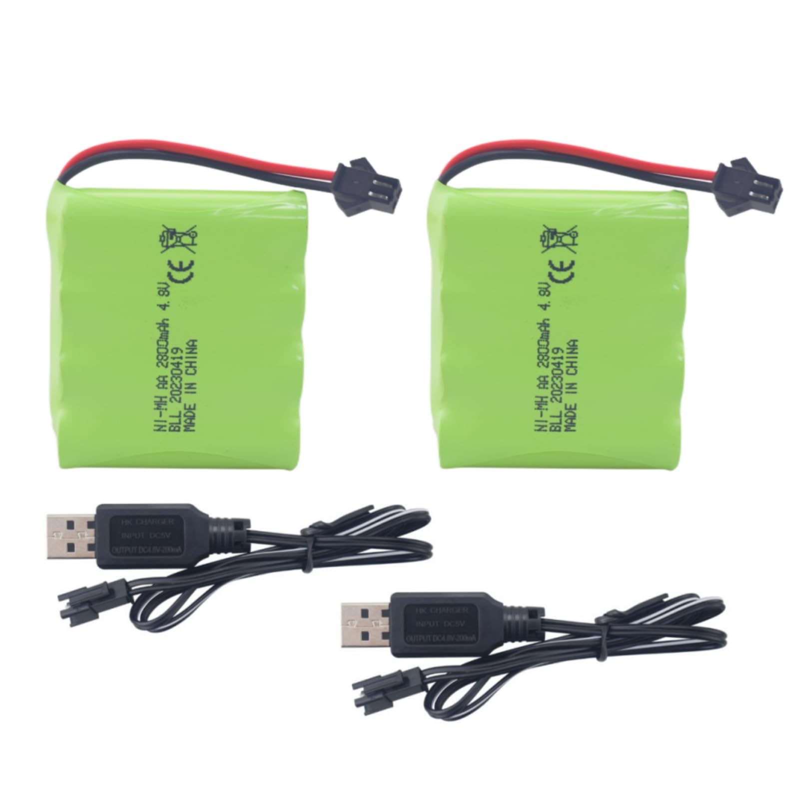 2 Batteries 4.8V 2800mAh Avec Chargeur USB Pour RC Excavatrice Et Camion