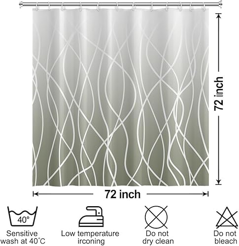 Miniatura 78 de Cortina de ducha pequeña a rayas gris claro degradado para baño, 36 x 72 pulgadas, juego de cortina de ducha geométrica para cabina de RV con Gris