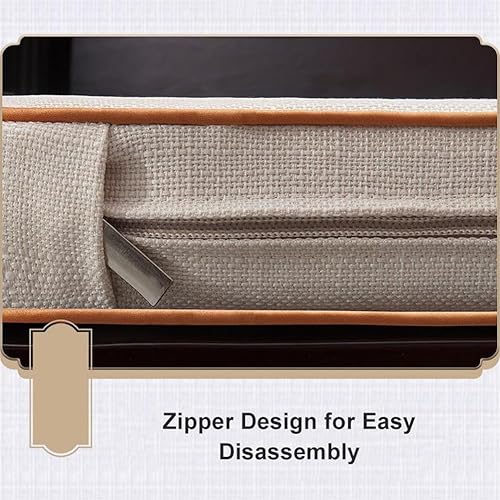 Miniatura 4 de YUURO Cojín de banco de estilo chino vintage para sofá con funda antideslizante y extraíble, cojín de 2 pulgadas de grosor para silla de ventana de