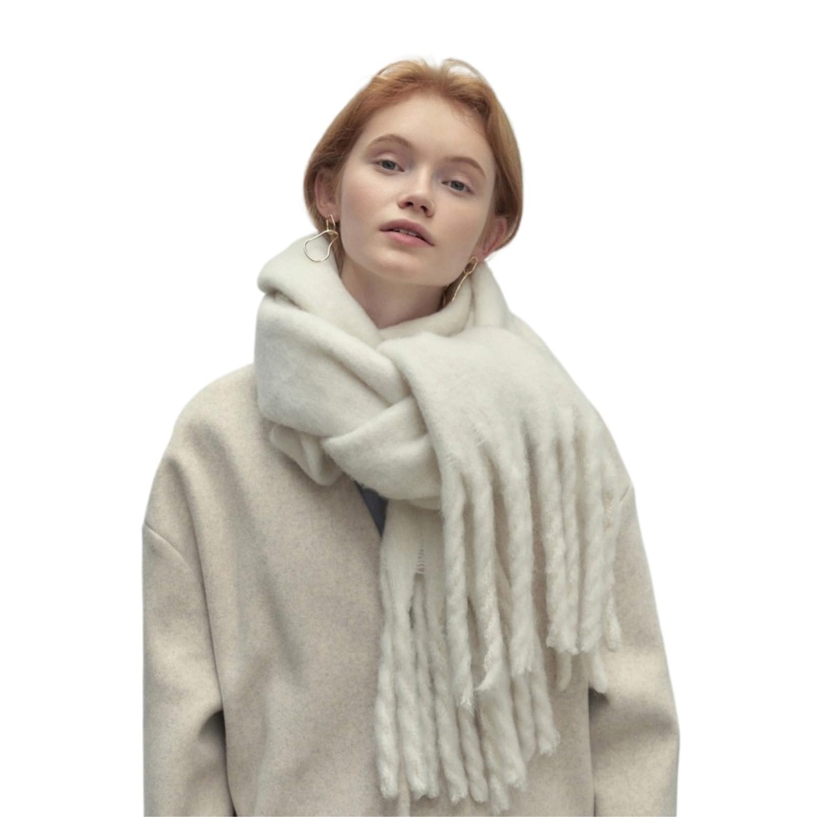 Miękki Szal Uniwersalny Szalik, Miękki, Długi Szal Z Frędzlami, Idealny Na Co Dzień Szalik Na Co Dzień(White)