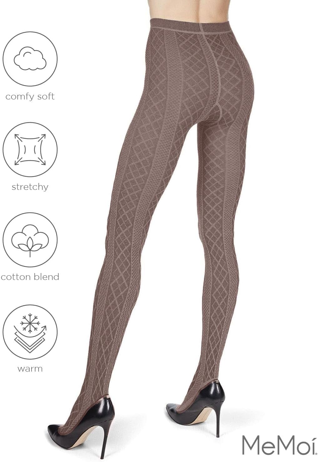 MeMoi Juneau Diamonds Cotton Tights for Women, Cozy and Elegant Sweater Tights - Sizes Small to X-Large - Image 5