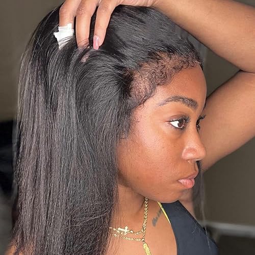 Peluca de encaje frontal de 13 x 6 con bordes rizados densidad del 180 cabello humano rizado encaje lacio bordes rizados línea de cabello natural