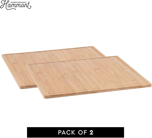 Miniatura 8 de Hammont Bandeja de tabla de cortar de bambú  Accesorio de cocina ecológico  Paquete de 2  Bandejas de madera para servir carne, verduras, queso y