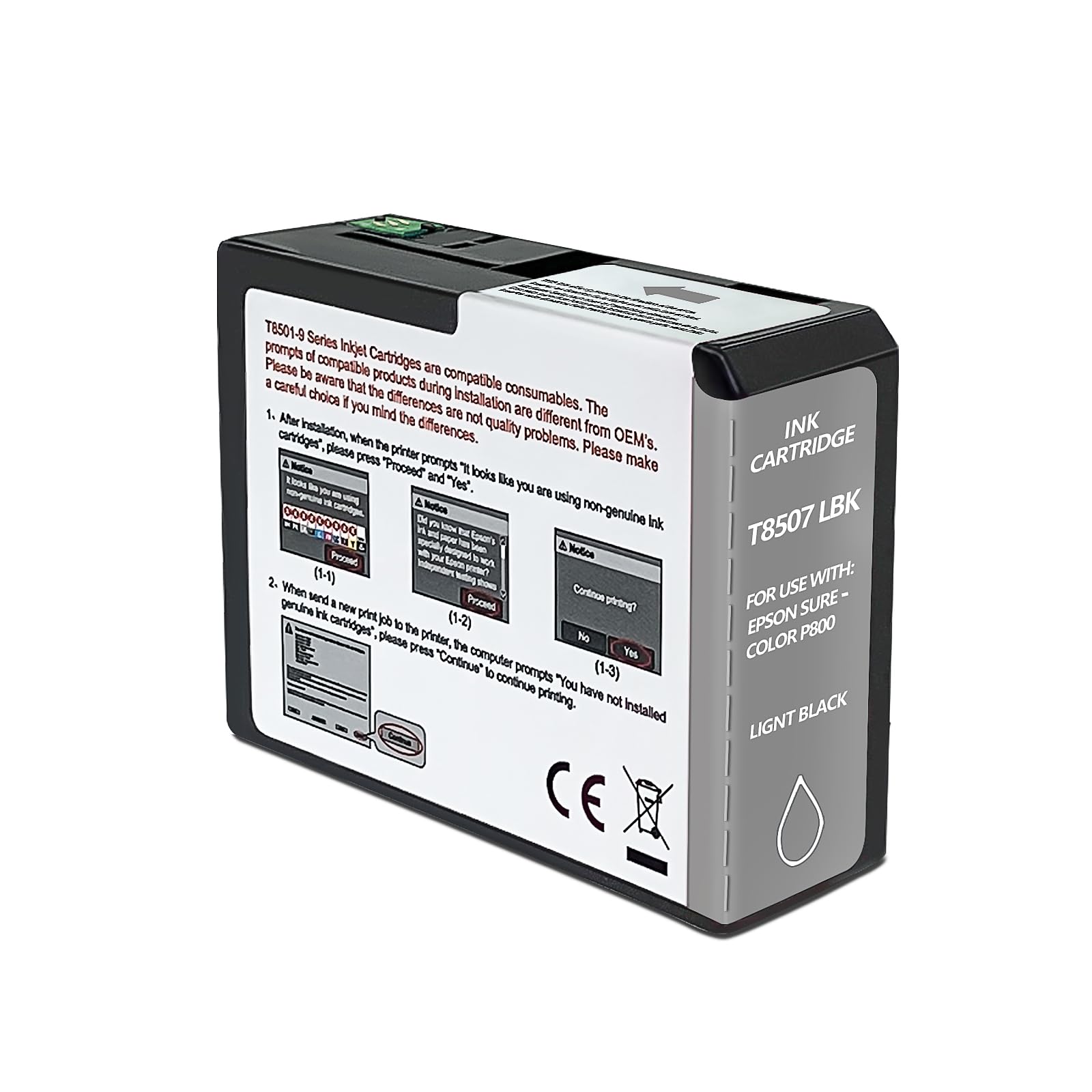 YOUEXPERT T850 Ink Cartridge Remanufactured T8507 T850700 Light Black Ink Cartridge Replacement for Epson Surecolor P800 Printer (Light Black,1 Pack)