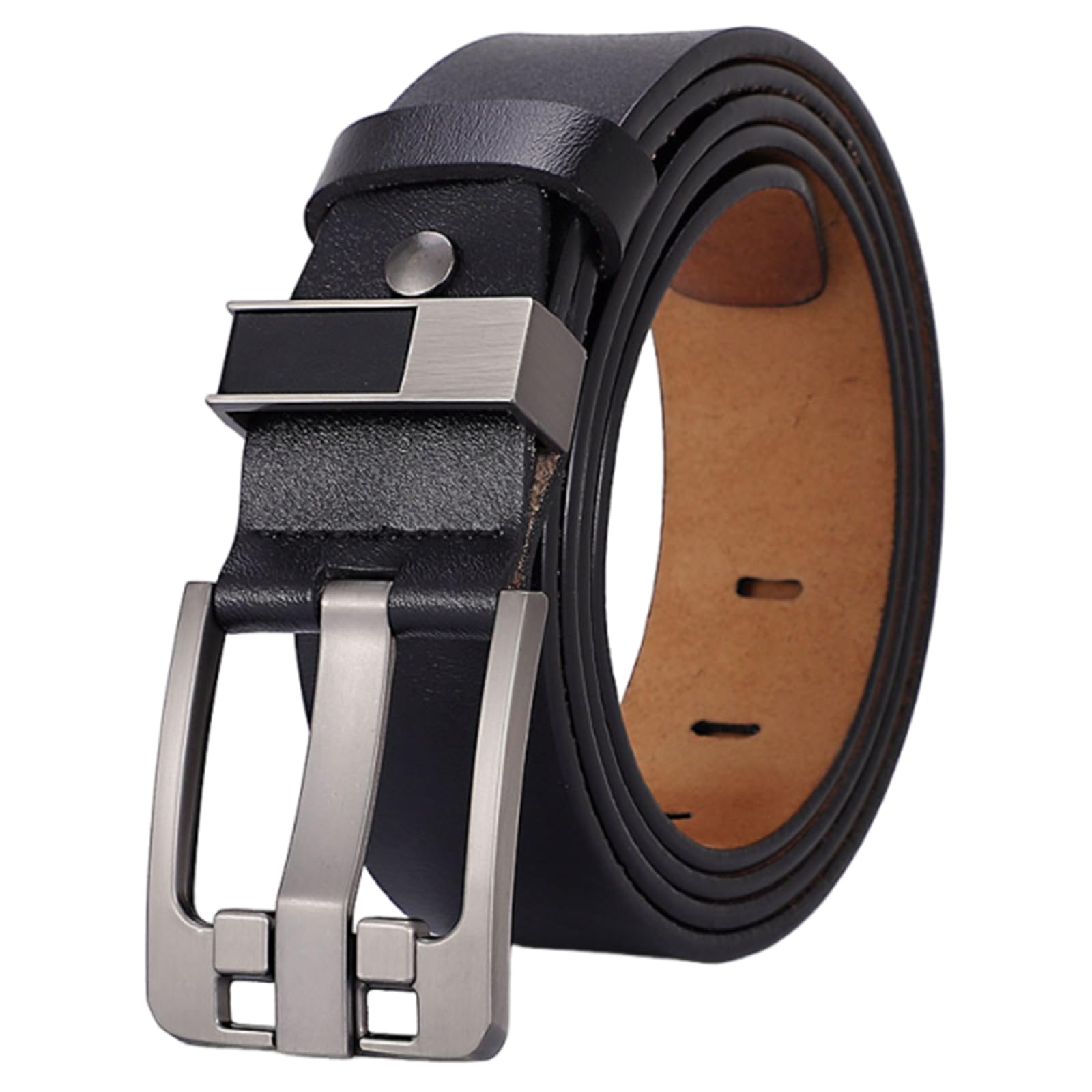 AGUTALITHIC Men's Women's Extra Long Belts Big & Tall 41"-66" Casual Work Leather Strap with Heavy Duty Metal Wide Pin Buckle(110cm/43, Black)