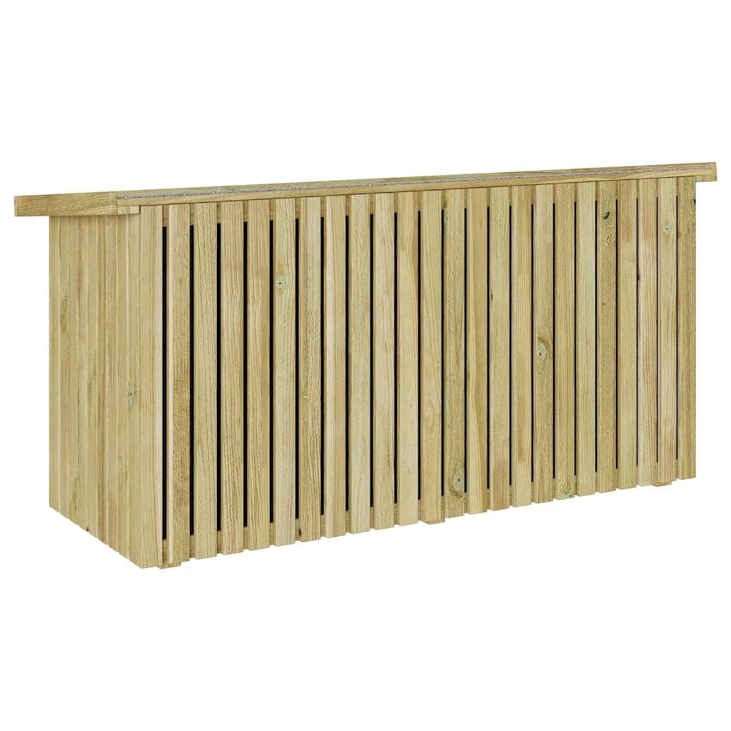 Schowek ogrodowy z naturalnego brązu, 119 x 44 x 58,5 cm, zewnętrzna skrzynia z drewna sosnowego na poduszki i narzędzia, patio