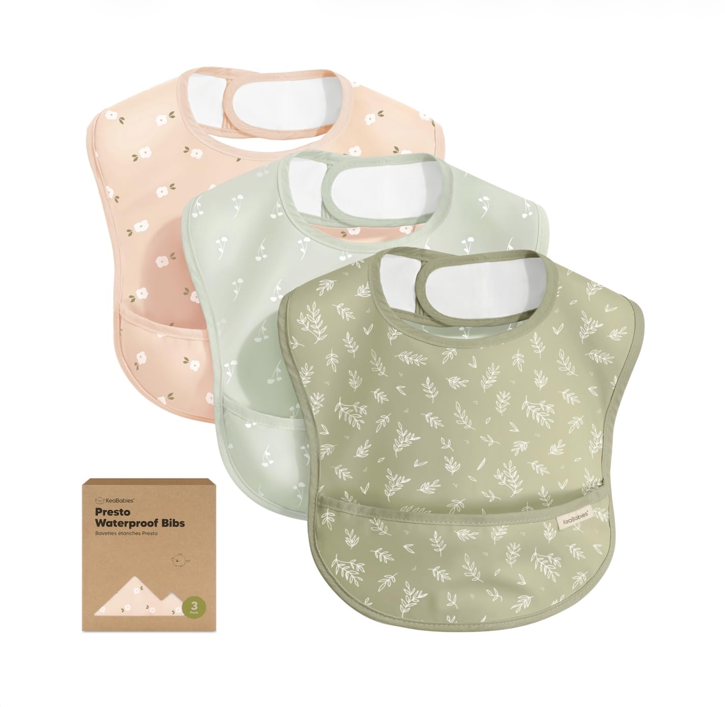 3er-Pack Lätzchen Baby Wasserdicht zum Essen mit Auffangschale (Bloom)
