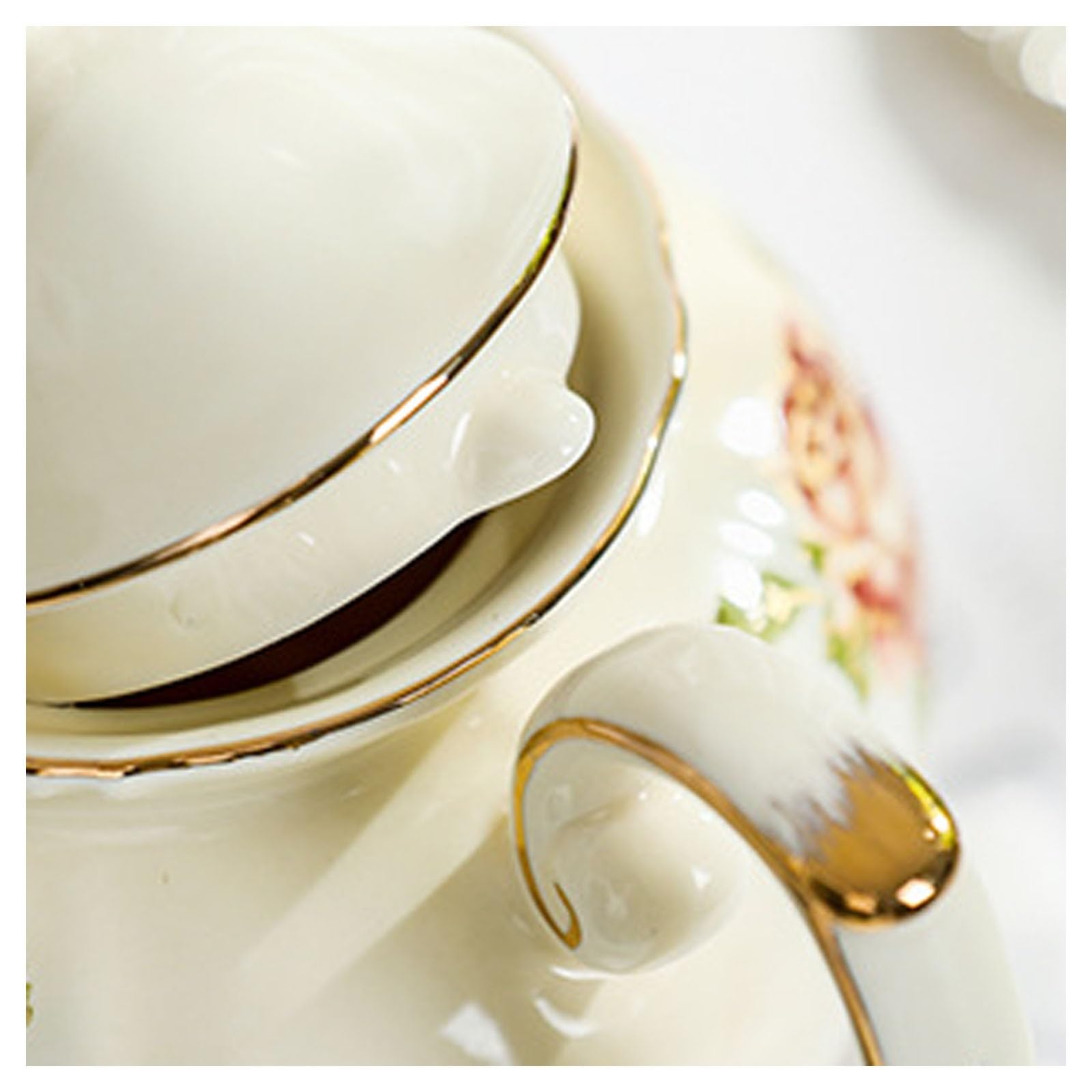 Europejski czajniczek z porcelany kostnej, zabytkowy czajniczek w kwiaty, zabytkowy ceramiczny dzbanek do kawy ze złotą ścianką, czajnik odporny na ciepło na popołudniową herbatę w kawiarni