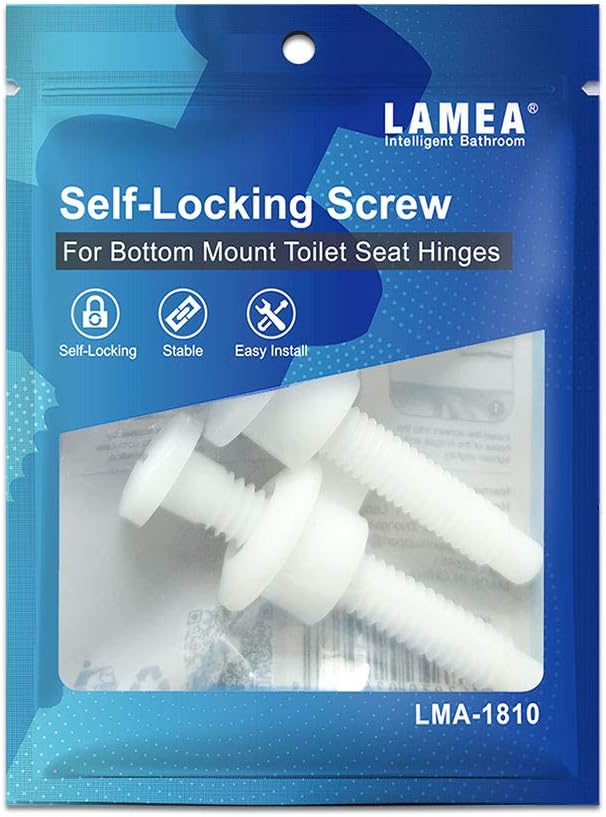 Crazy Deals Toilet Seat Parts Including Screw and Nut For Top Mount Toilet Seat Hinges, White Plastic