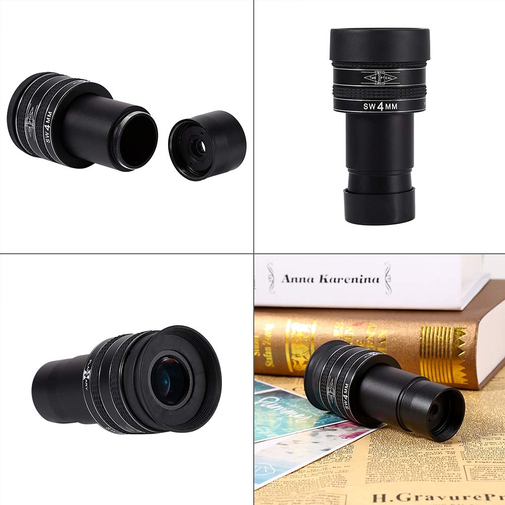 Ocular planetario Negro de 4 mm, 1,25 Pulgadas y 58 Grados para telescopio, Ideal para la observación de Cielo Profundo en Campo Amplio, con Lentes Completamente Multicapa y Copa