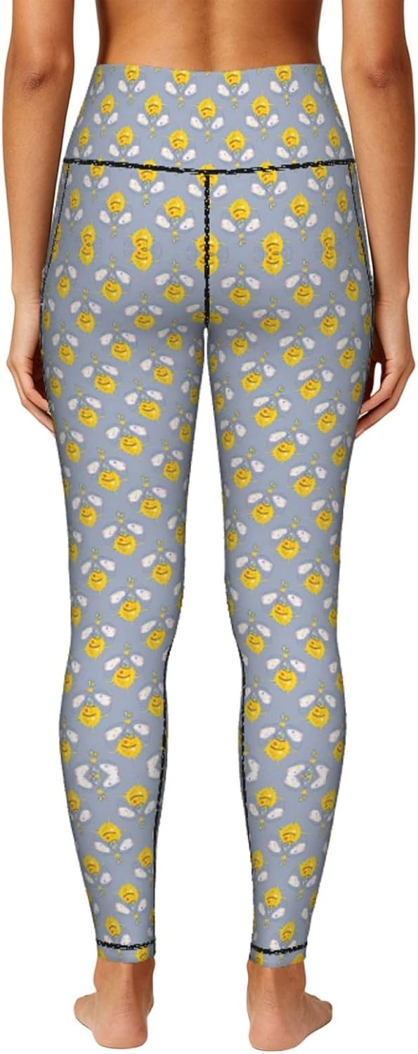 Lion Lions Head Lion Kids Blue Print High Waist Leggings with Pockets for Women,Gym Clothes,Compression Leggings
