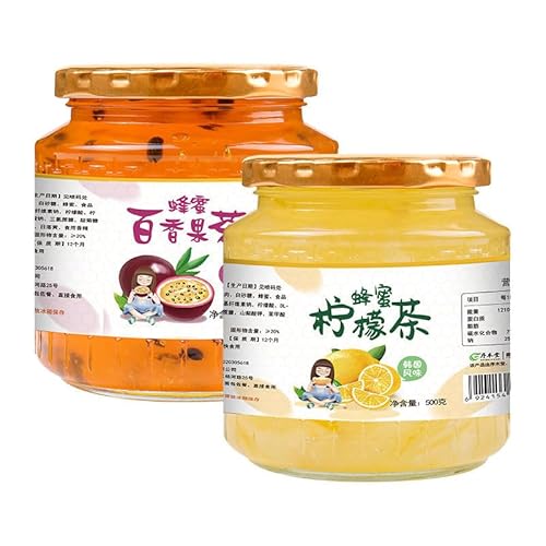 蜂蜜柚子百香果?檬茶 即食手工果? はちみつ柚子百香果レモンティー500g/本 即席手作りジャム 中国健康水果茶 ??果汁 网?休?零食 健康フルーツ茶 栄養果汁 フルーツスナック 甘いジャム (BC(2種類),2本)