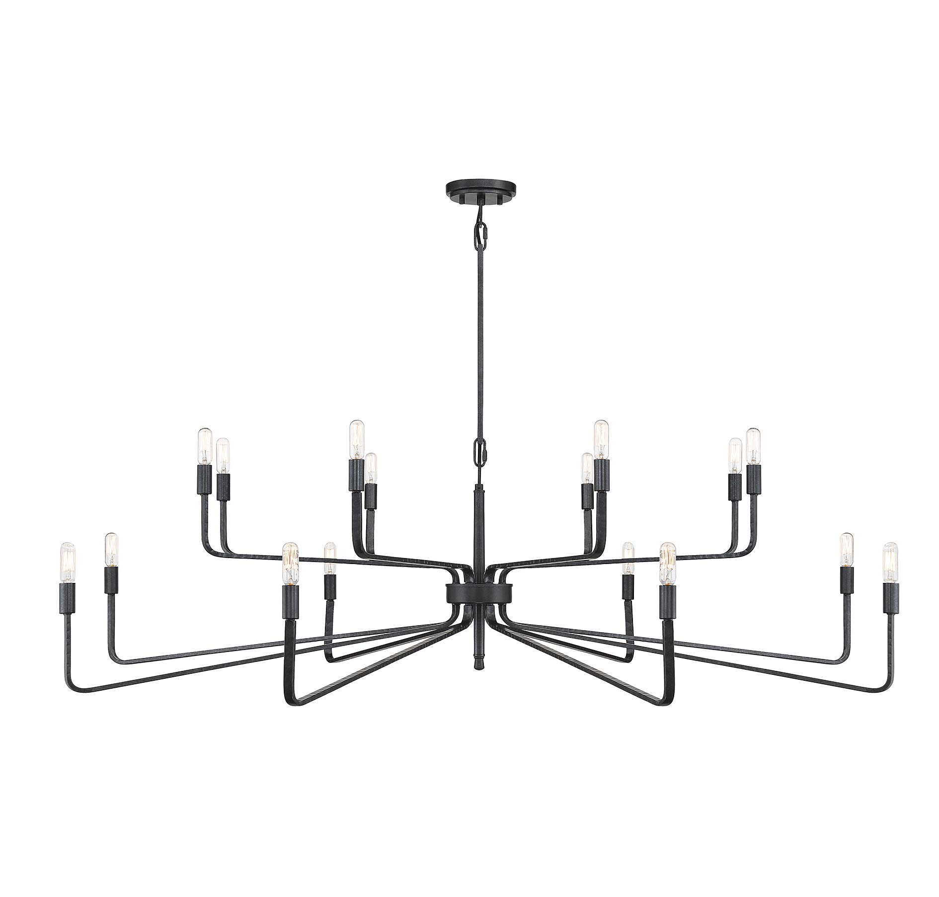 Savoy House 1-6402-16-190 Salem Industrial Rustic Round 2-tiers Chandelier, 16-Light 960 Total Watts, 18" H x 57" W, Forged Iron