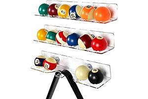 Self-Adhesive Wall-Mounted Acrylic Pool Cue Rack with Holder for 16 Balls