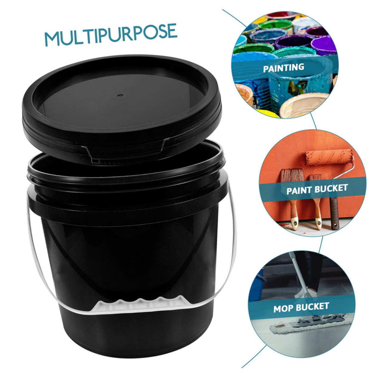 Mipcase Cubeta de Pintura de Plástico Asa de Almacenamiento Pintura y Aceite Uso Profesional y DIY