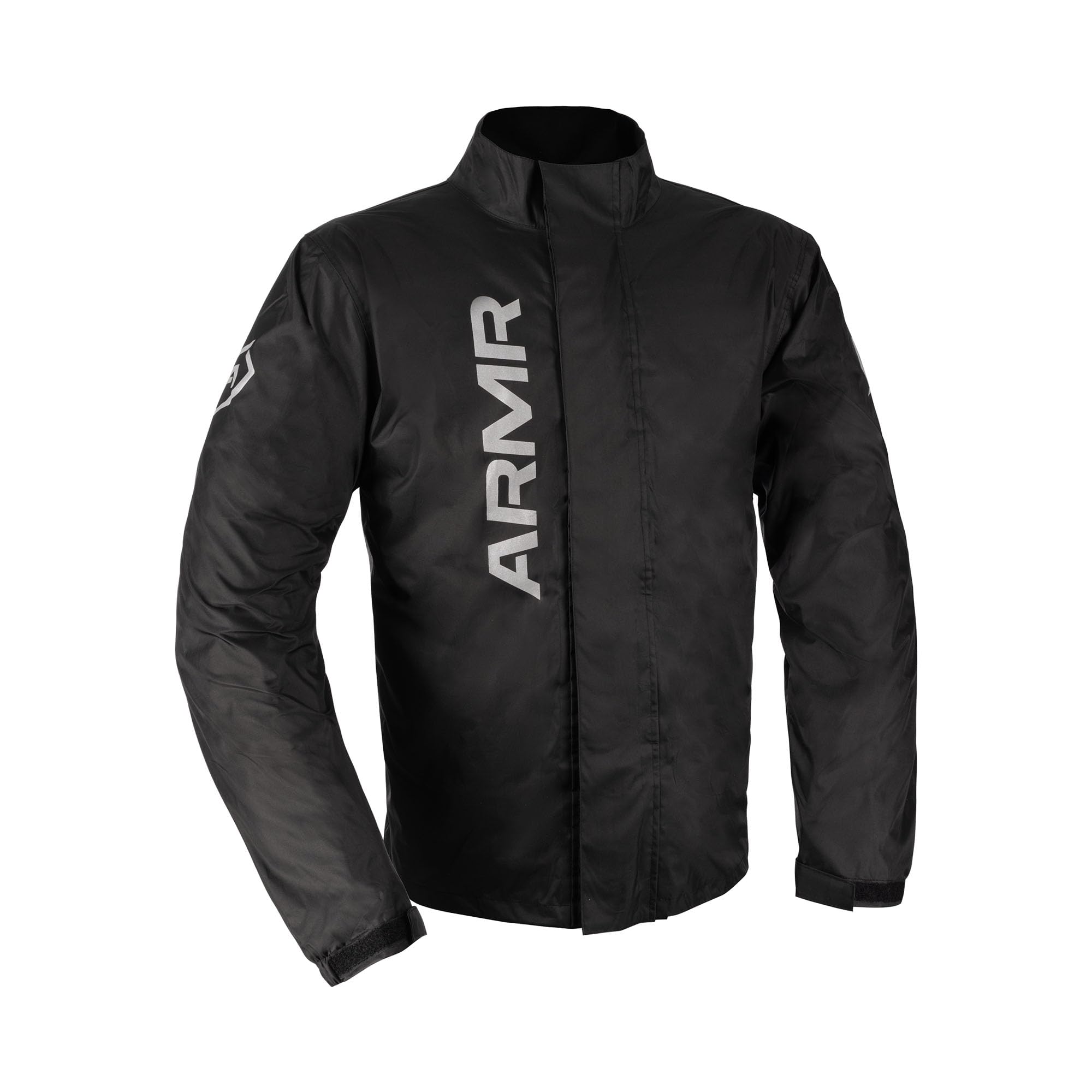 ARMR Men's Dryguard Waterproof Motorcycle Over Jacket | Lightweight Weather Protection Rain Coat, Black, L