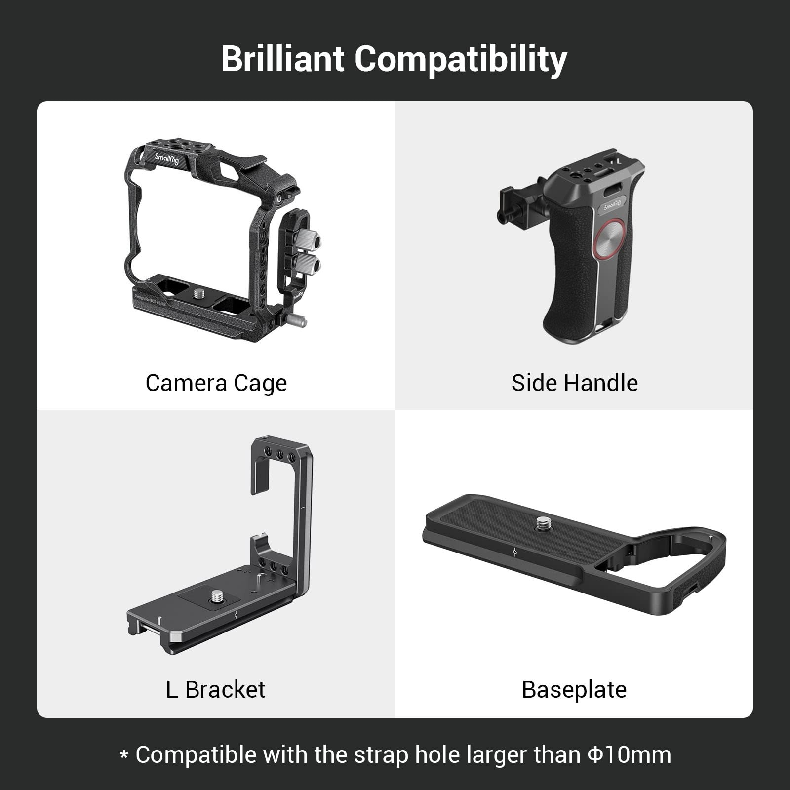 SMALLRIG Cinturino da Polso per Gabbia per Fotocamera, con Design Rapido Regolabile e Staccabile Impugnatura Sicura per Gabbia per Fotocamera Impugnatura per Fotocamera - 3848