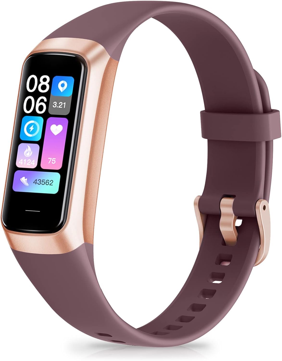Nexra Fitness Tracker with 24/7Heart Rate, Blood Pressure, Sleep Tracking, Calorie Activity Tracker with 1.1" AMOLED Color Screen, Waterproof Step Tracker for Android iPhones Women Men Bordeaux