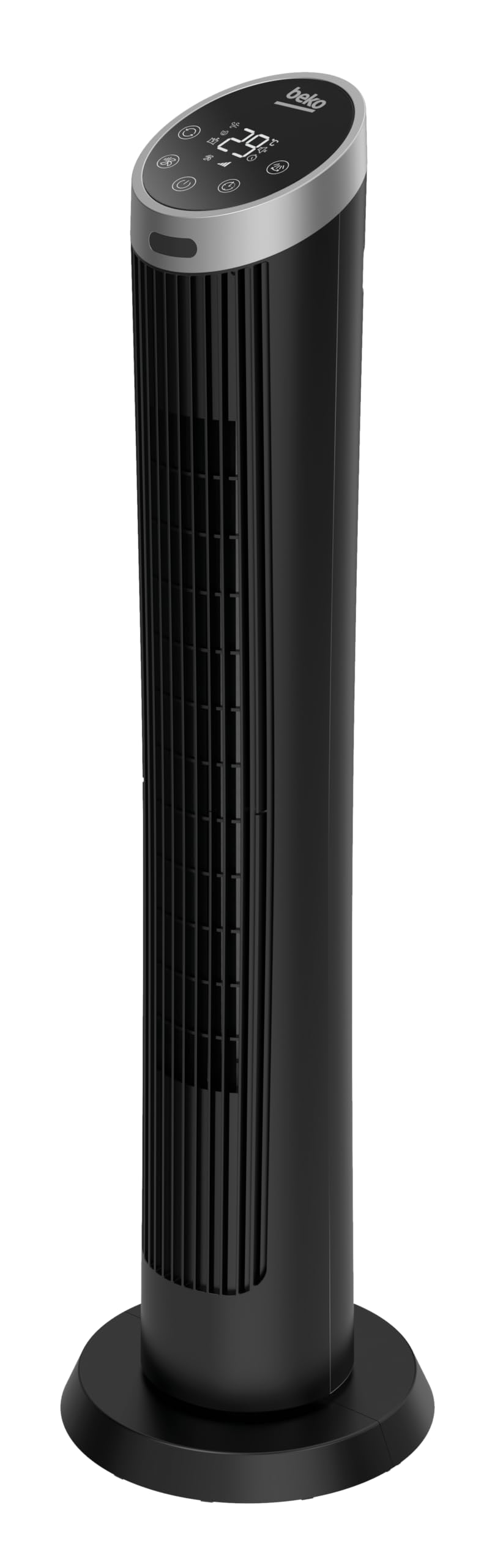 Beko EFW6900B Ventilatore a Torre Digitale, 45W, 4 Velocità, Display LED, Oscillazione 70°, Timer 24h, Nero