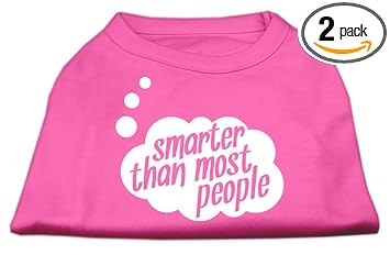 Mirage Pet Products 14-inch Smarter Than Most People Screen Printed Dog Shirts, Large, Bright Pink