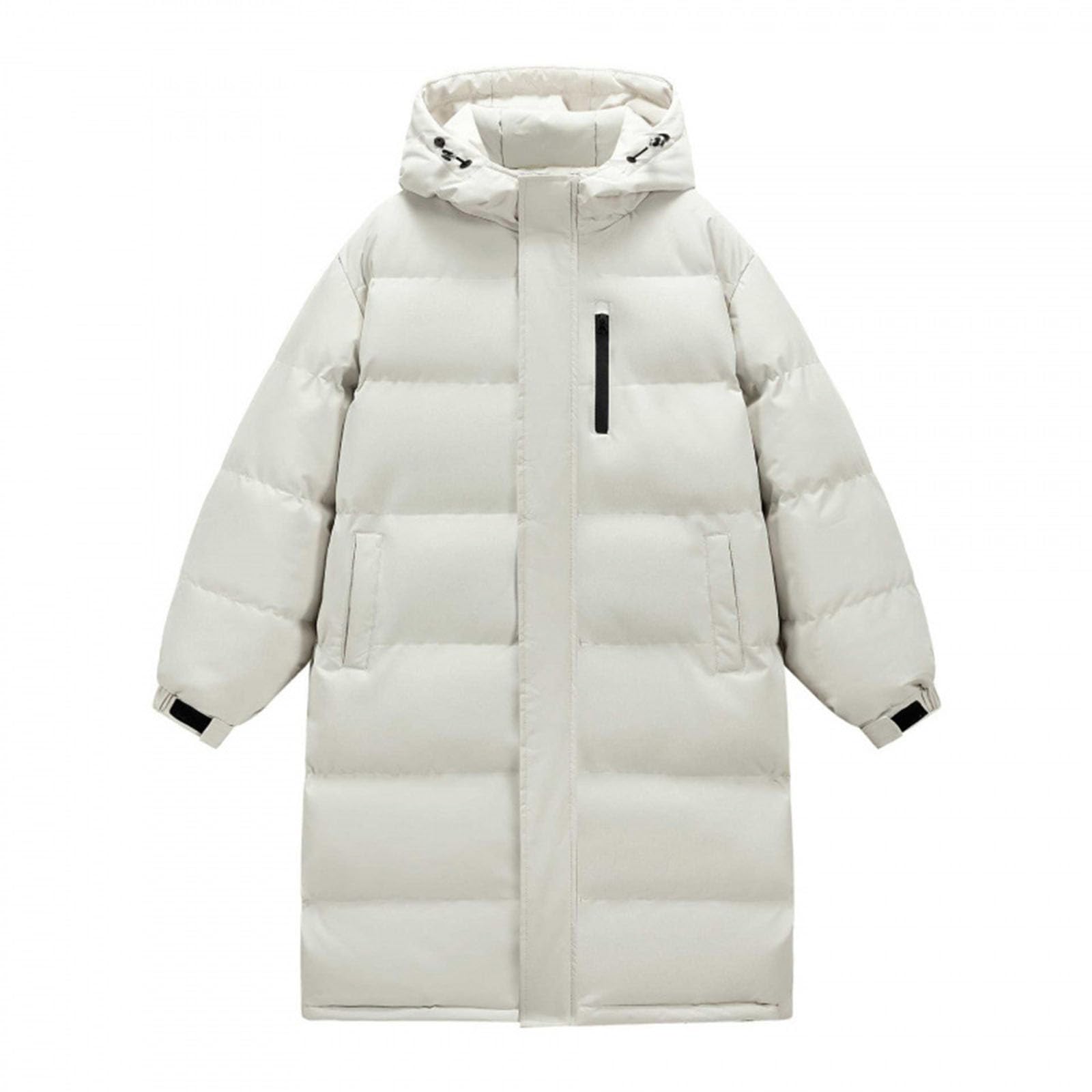 Men Winter Coats Windproof Long Sleeve Hooded Jackets Casual Full Zip Up Down Hoodie Winter Thermal Thick Outerwear