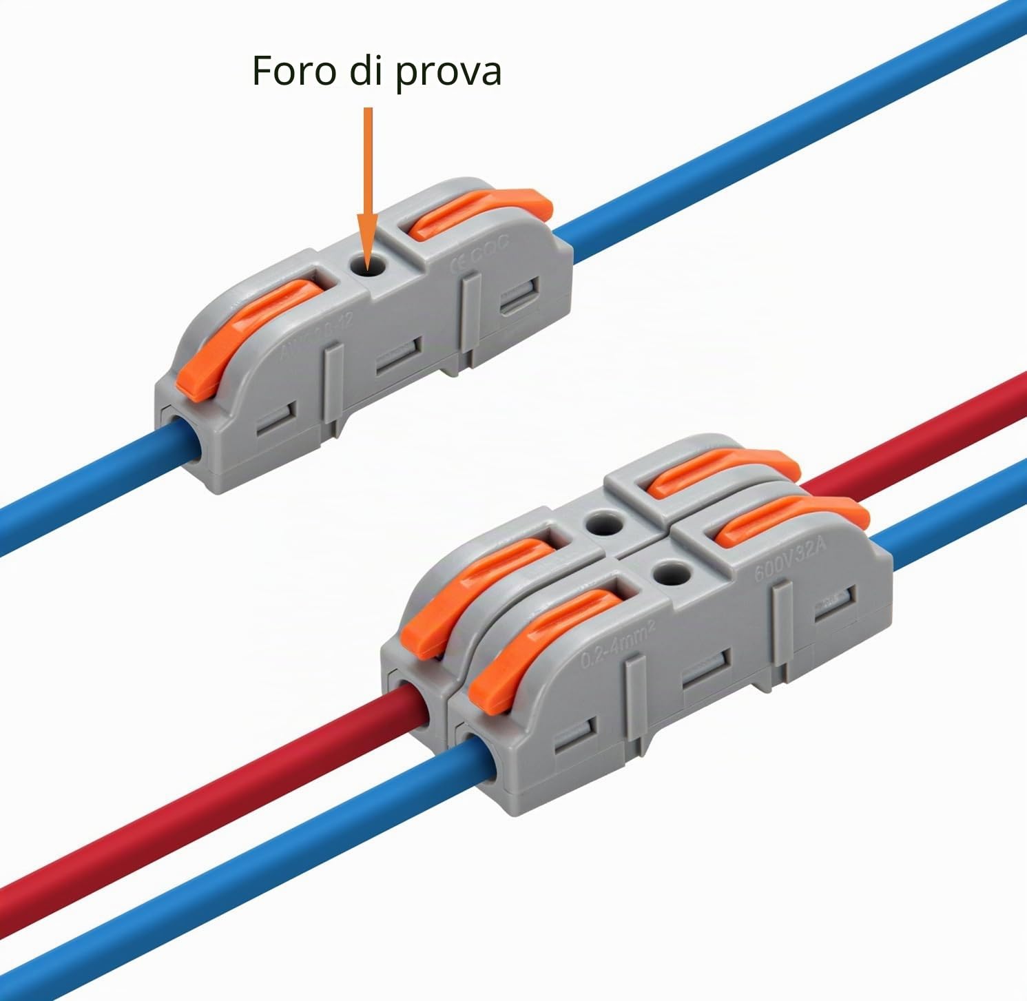 Connettori Elettrici Rapidi con Leva, Morsetti Elettrici a Filo, 1-Filo 2-Vie e Possono Essere Combinati Liberamente, 26 Pezzi