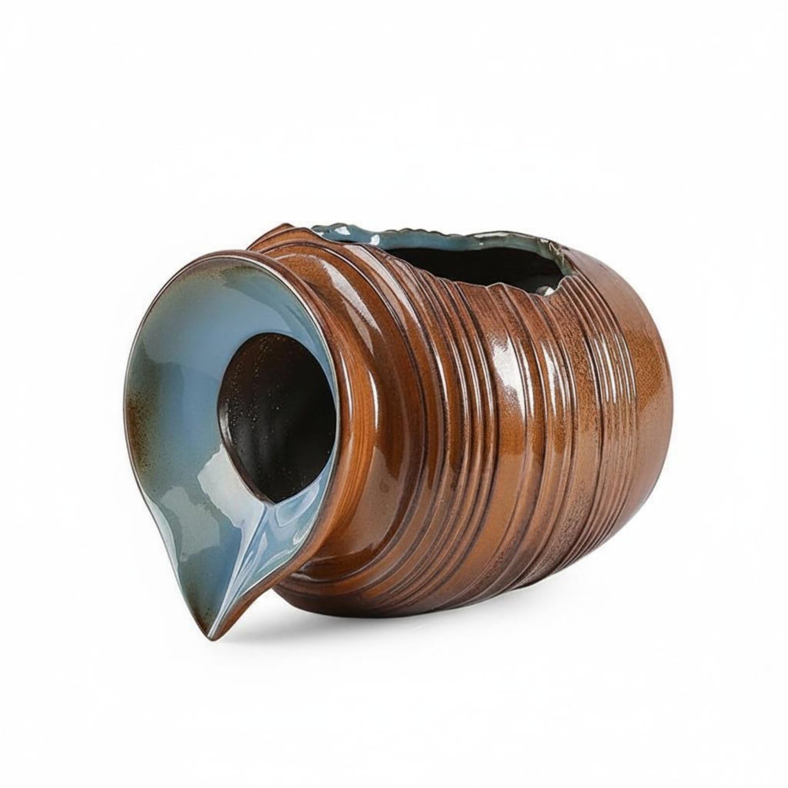 Auspicious Feline Fountain Good Luck Ceramic Water Fountain Opening Gift Indoor Water Feature for Cashier Counter, Shop, Entryway, L Pot Brown | Home & Garden | Home D?©cor-image-39