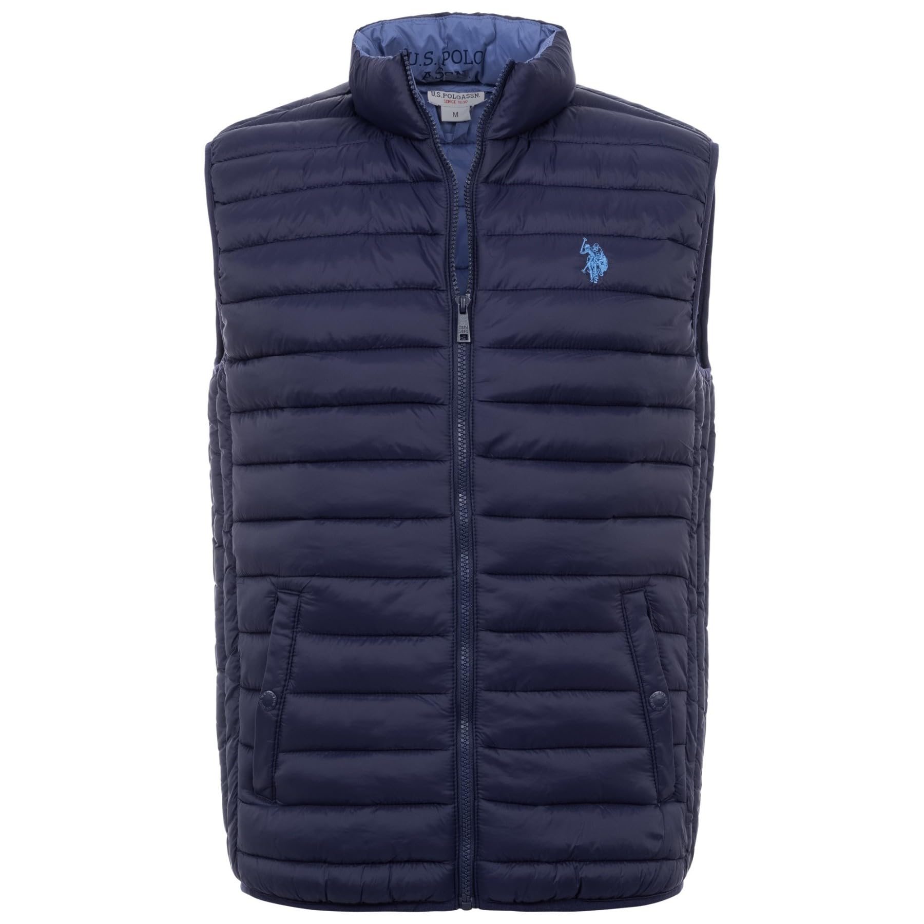 U.S. POLO ASSN. Herren Weste (S-XXL) gesteppt mit hochstehendem Kragen und Druckknopftaschen - P025