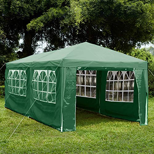 Garden Vida Tonnelle avec Panneaux latéraux-Tente de fête à Fermeture éclair-Auvent de Jardin étanche avec Barres Anti-Vent, Vert, 3 x 6 m Cover