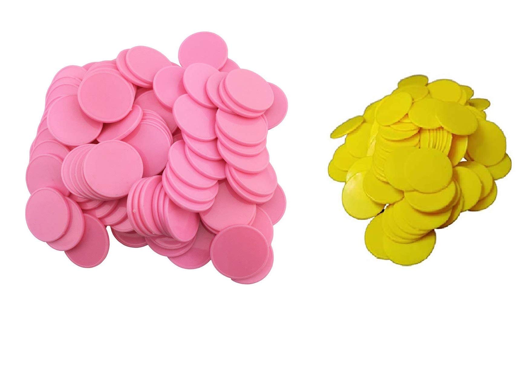 morel Round Plastic Plain Token Coin Chips for Shop, Board Games, Stores, Casino, School ETC|100 Coin Each Color| Pink, Yellow 31MM, Total 200