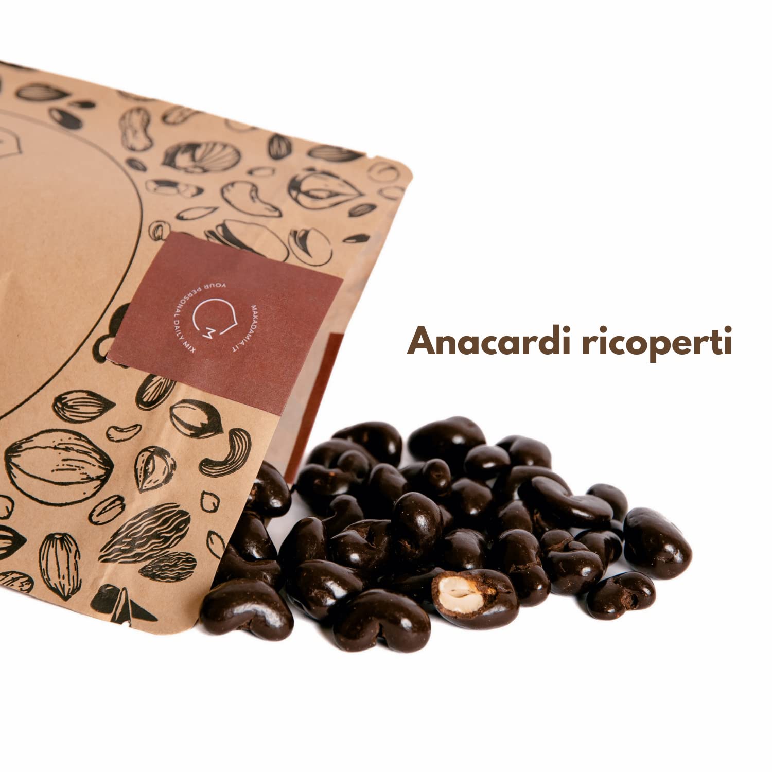 Makadamia - Bundle Ricoperti 400g - Mandorle Ricoperte, Nocciole Ricoperte, Noci Ricoperte, Anacardi Ricoperti da 400g e 2 Arachidi Pralinati al miele 100g