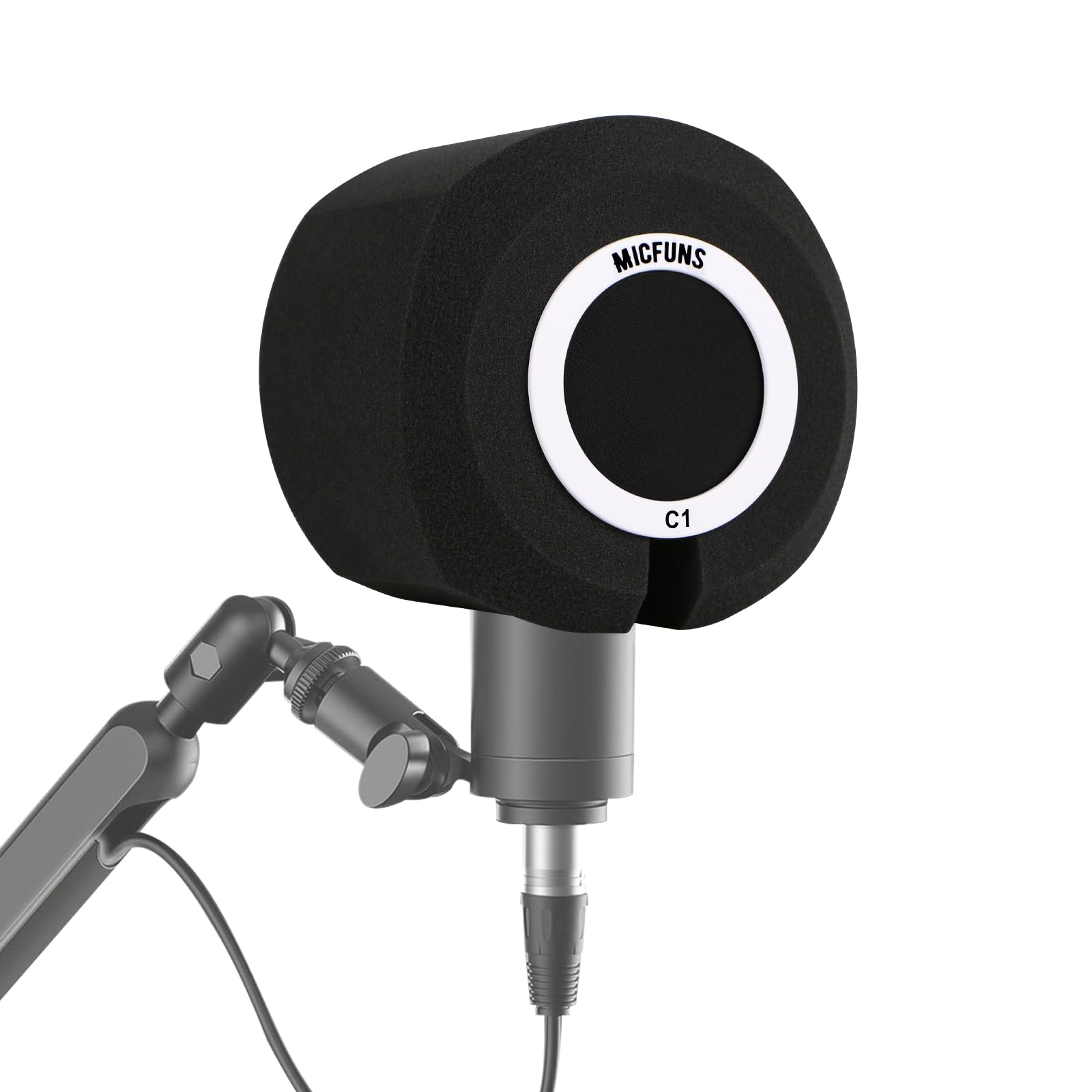 C1 - Filtro de viento para micrófono profesional, filtro acústico para micrófonos de estudios de grabación de 1.77 a 2.36 pulgadas (negro)