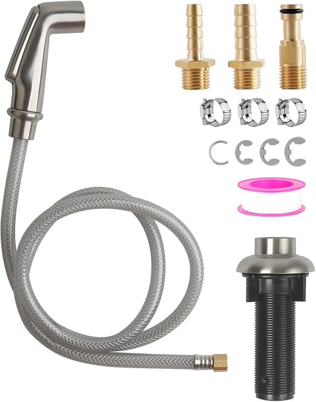 Universal Kitchen Faucet Sprayer Attachment/Hose/Holder, Brushed Nickel | Compatible with Moen/Delta Faucet Sprayer Replacement, Kitchen Sink Side Sprayer Head