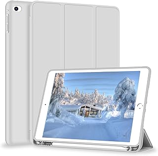 Divufus Case for iPad Air 2nd Gen 2014, 6th/5th Gen, Air 1st Gen 2013, Auto Sleep/Wake Trifold Stand Smart Cover with Pencil Holder, Slim TPU Case for iPad 9.7 Inch 2018/2017, Air 2/1 - Space Gray