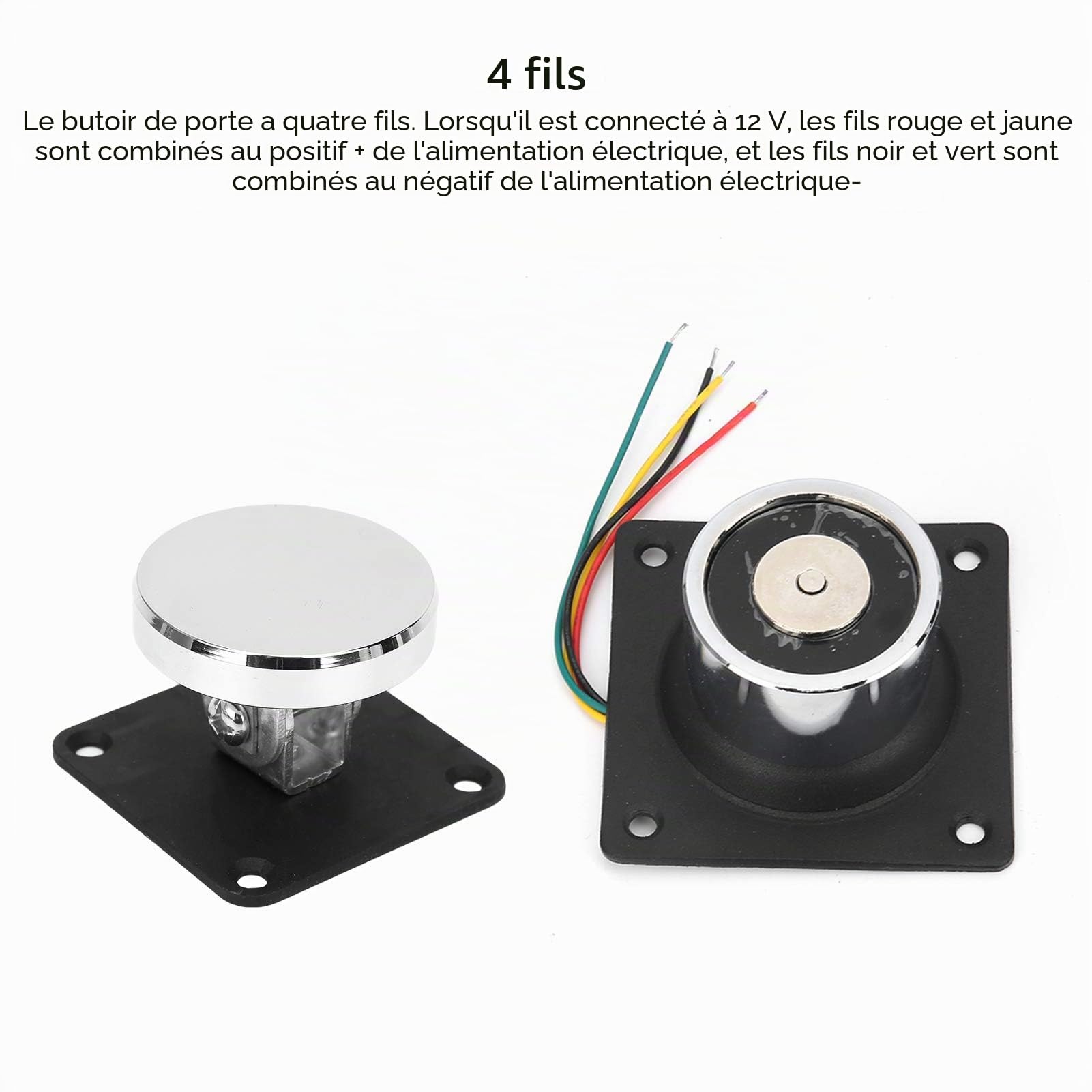 Support de Porte électromagnétique 12V-24V, 132,3 Livres de butée de Porte en Bois à Forte Aspiration adaptée aux Portes en Bois Portes en Fer Portes Coupe-feu