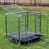 Hundekisten/Zwinger Silber Farbe Hundebox Hundekäfig Hundehütte Haustier-Welpen Playpen Außenmetalldraht Folding Reisen Camping Crate mit Trennwand aus Kunststoff Haustierkäfig ( Size : L )