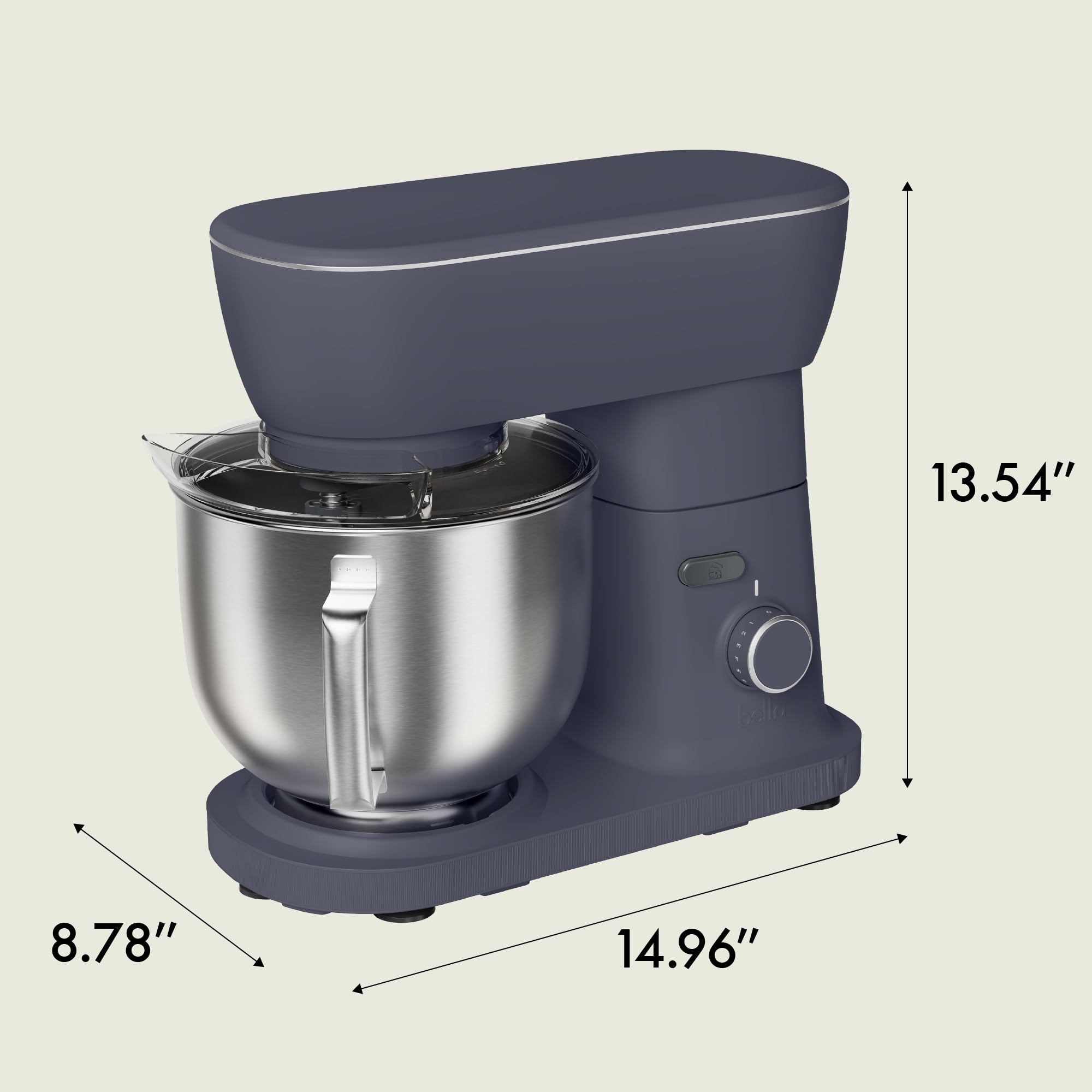 bella STIR 5.3Qt Tilt-Head Stand Mixer, 12-Speed Countertop Mixer, Denim view 9