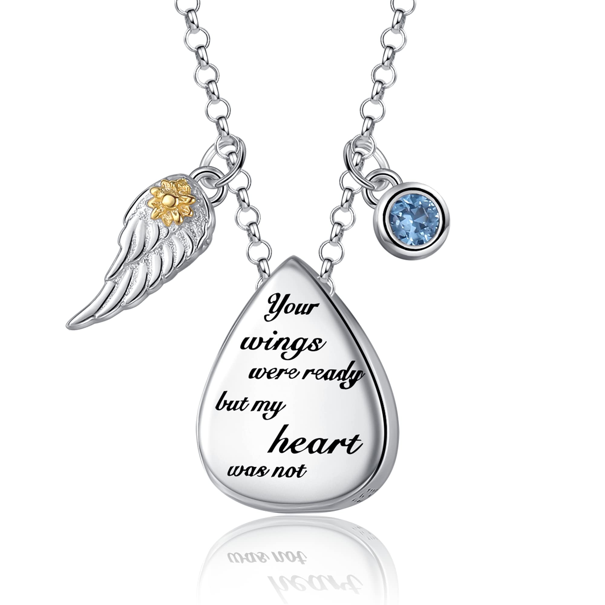 925 Sterling Silver Urn Cremation Ashes Memorial Keepsake Teardrop Eternity Memorial Pendant Mom Dad Jewelry for Women