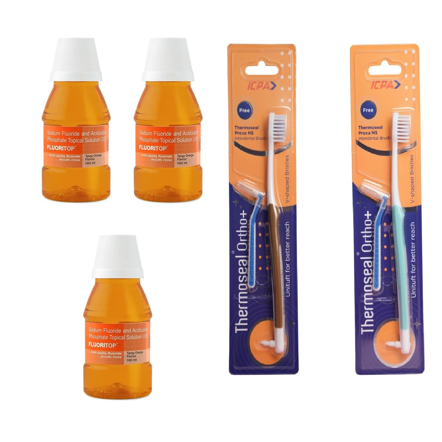 ICPA Ortho Brush (Pack Of 2) and Fluoritop Anticavity Mouthrinse (Pack Of 3) - Combo-image-40