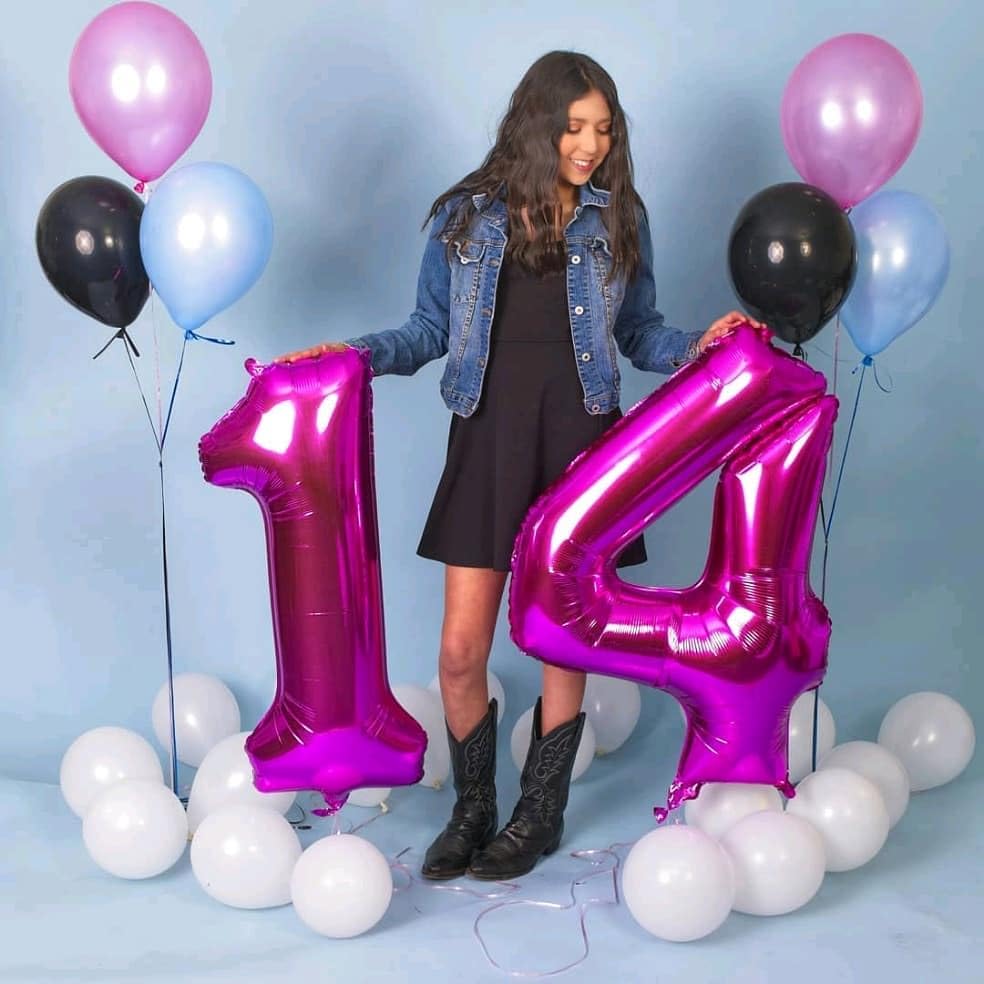 Image of 4 Balloon 40 inch Pink Number Balloons for 4th Birthday Party Decorations | Saturated Color, Large 40 in, With Straw & Hanging Hole, For Back-to-School Season, Wedding, Christmas, New Year, Anniversary