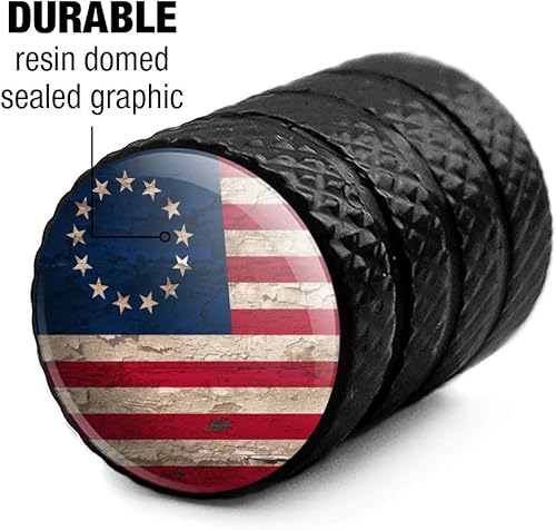 Miniatura 4 de Rustic Betsy Ross 1776 - Tapones de válvula de aluminio con bandera estadounidense envejecida