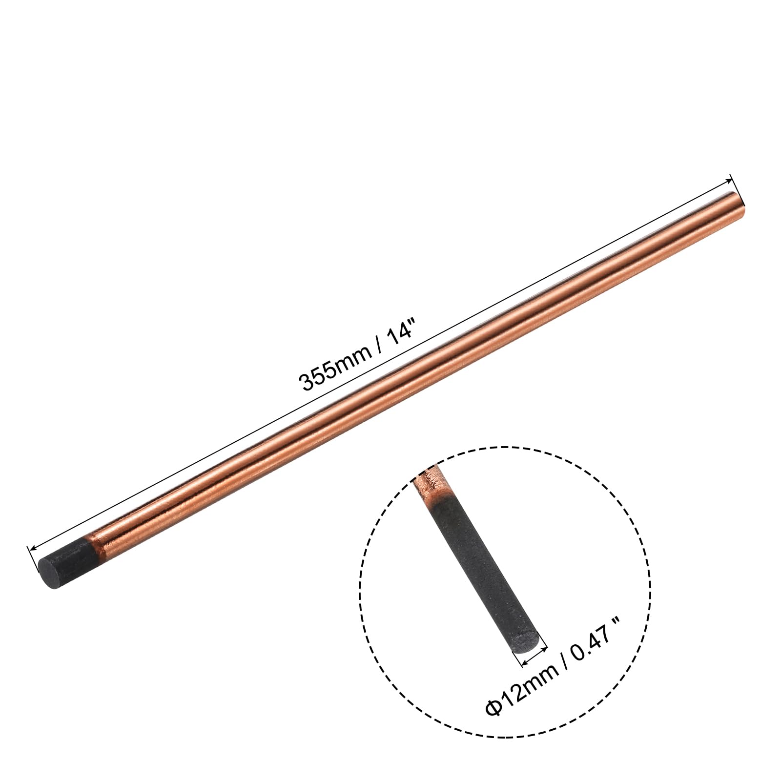 PATIKIL 10pcs 12mmx355mm(0.47"x14") Carbon Arc Air Gouging Rods Copper Graphite Coated Gouging Electrode Rods for Welding - Image 2